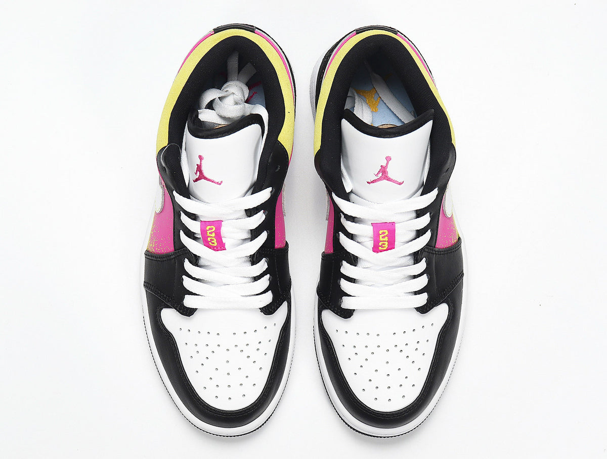 Jordan 1 Low Sneakers in Yellow Pink Black CW5564-001 - product image from the listing.