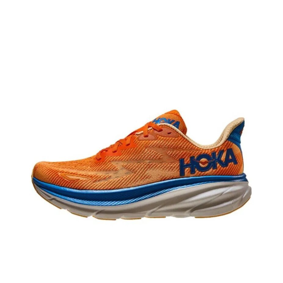 HOKA Clifton 9 Running Shoes, in Orange and Blue - product image from the listing.