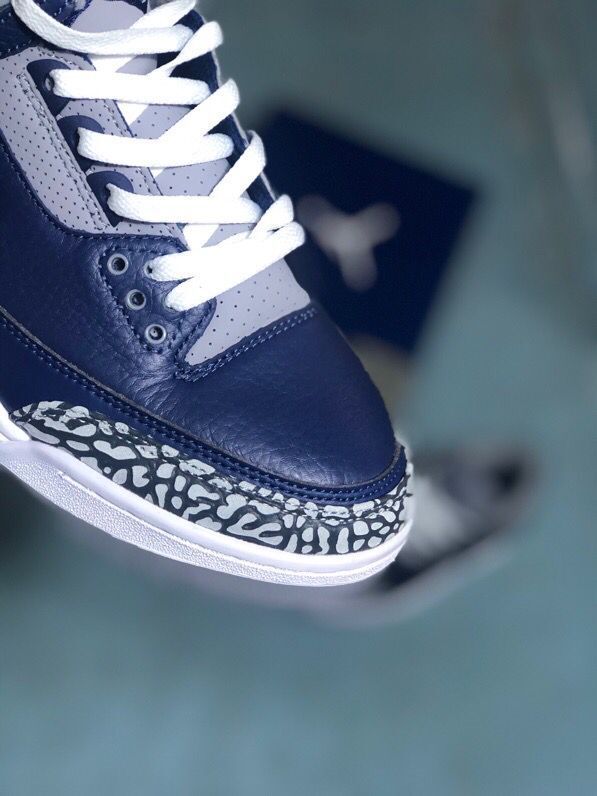 Men's Jordan 3 Midnight Blue Sneakers - product image from the listing.