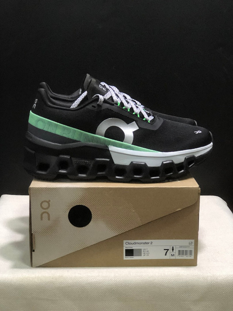 On Cloudmonster 2 Running Sneakers in Black Green - product image from the listing.