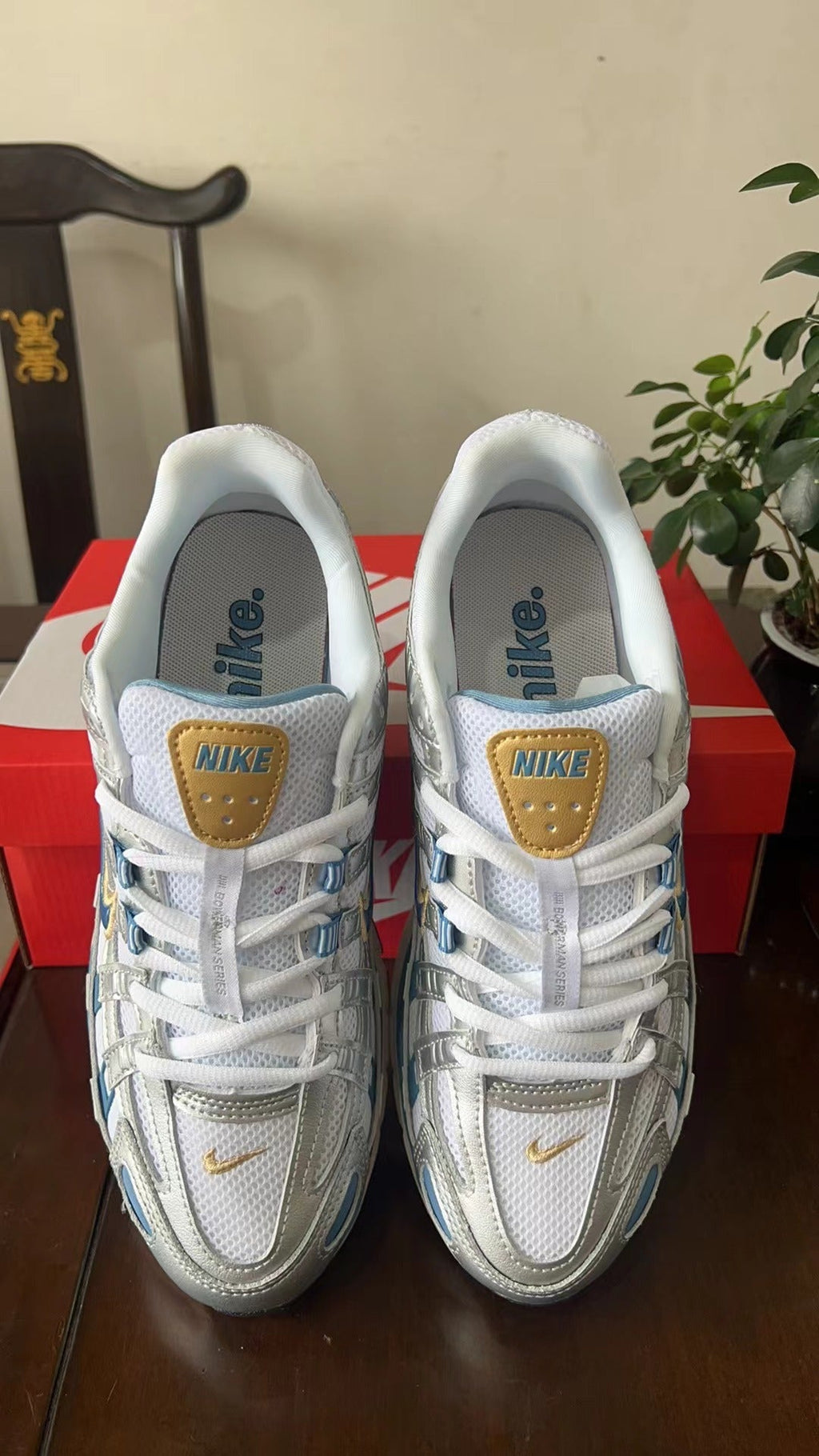 Nike P-6000 Sneakers in White Grey Blue HJ7246-100 - product image from the listing.