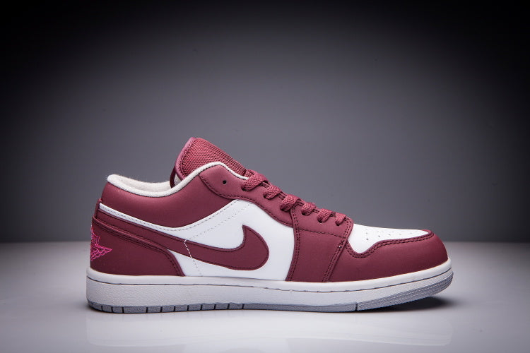 Air Jordan 1 Low Sneakers White and Burgundy - product image from the listing.