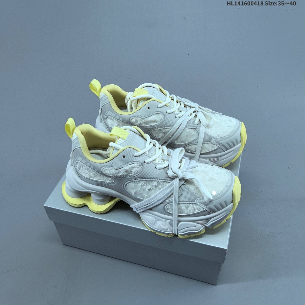 Chunky Platform Trainers in Silver and White with Mesh Panels - product image from the listing.