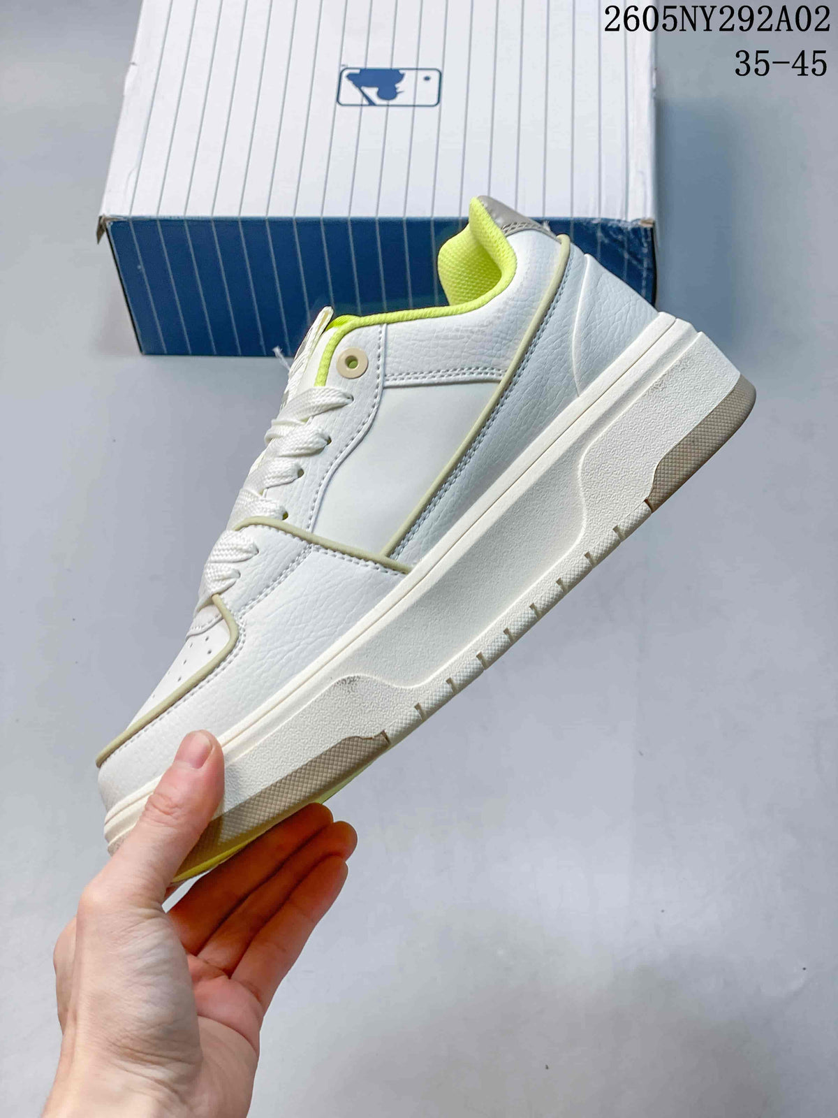 MLB Chunky Liner Low-Top Sneakers in White Green 3ASXCA12N - product image from the listing.