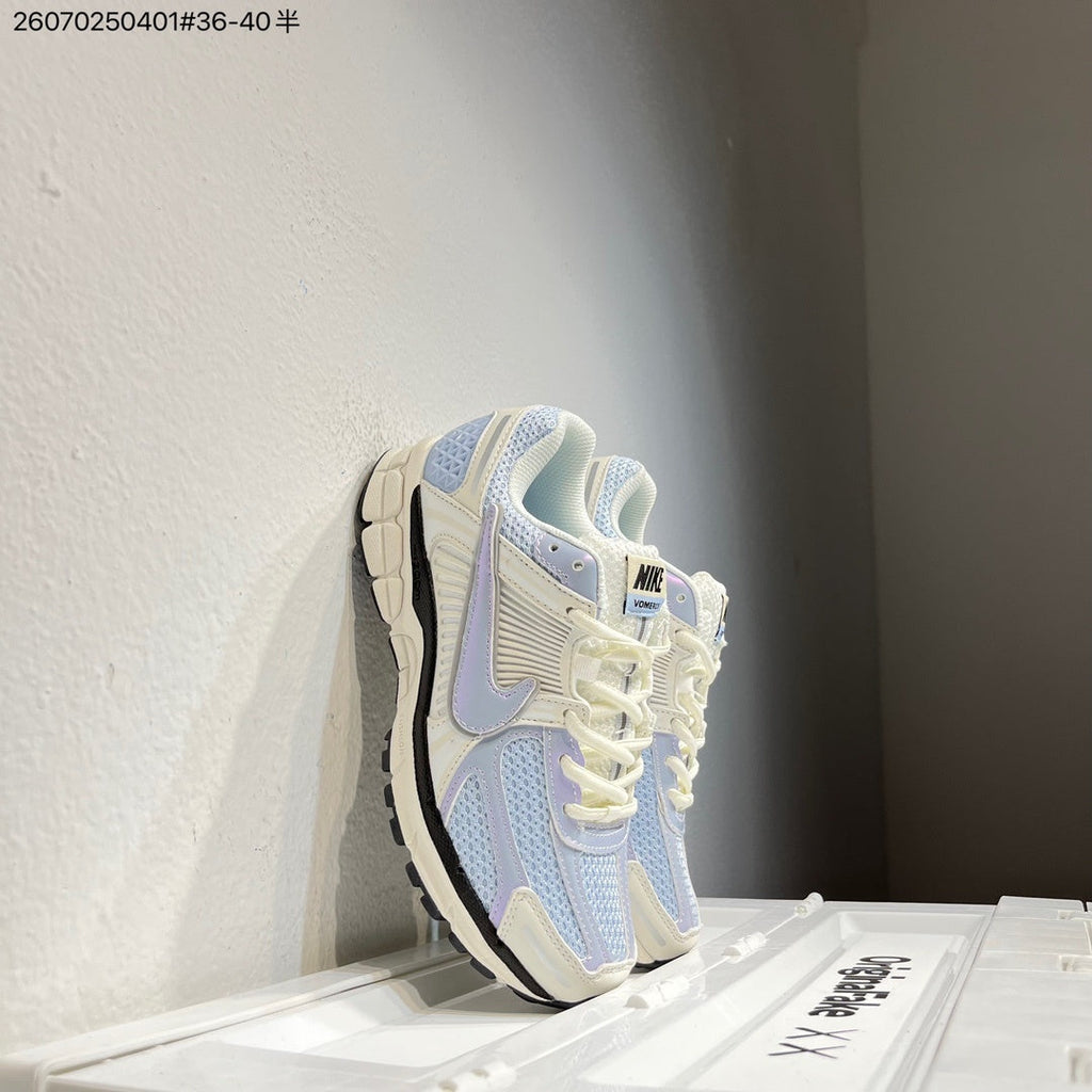 Nike Air Zoom Vomero 5 Trainers in Cream, Blue and Lavender - product image from the listing.