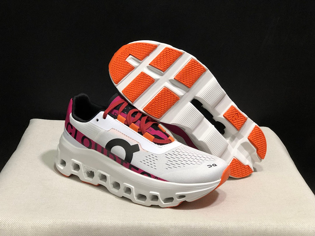 On Cloudmonster Cloud X Sneakers in White Pink - product image from the listing.