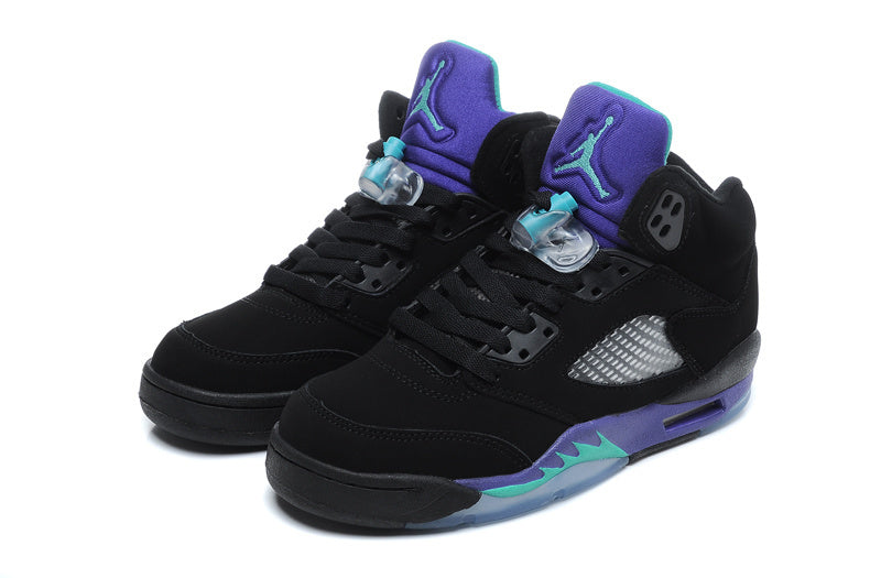Air Jordan 5 Black Purple High-Top Sneakers 440892-007 - product image from the listing.