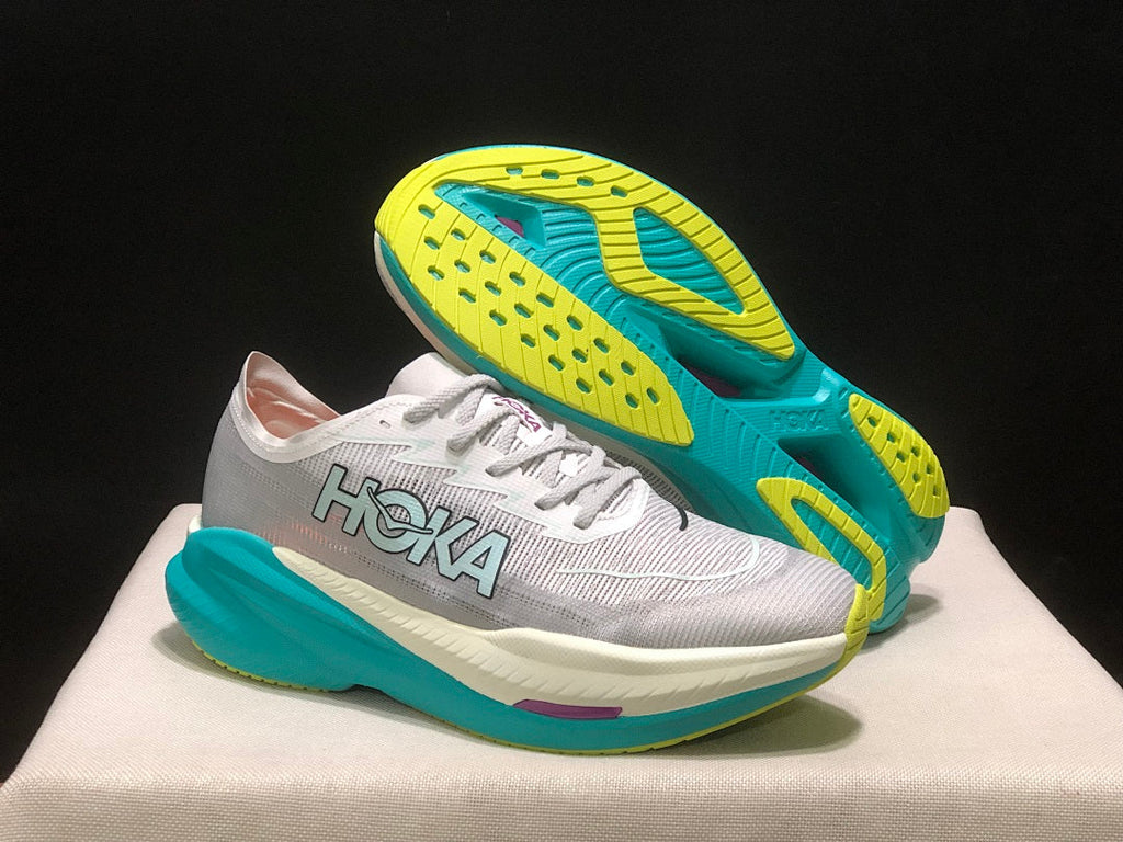 HOKA Mach X 2 Running Shoes, in White and Turquoise - product image from the listing.