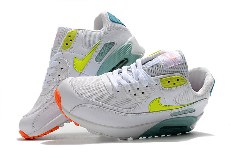 Nike Air Max 90 White, Volt, Sneakers in Teal and Orange - product image from the listing.