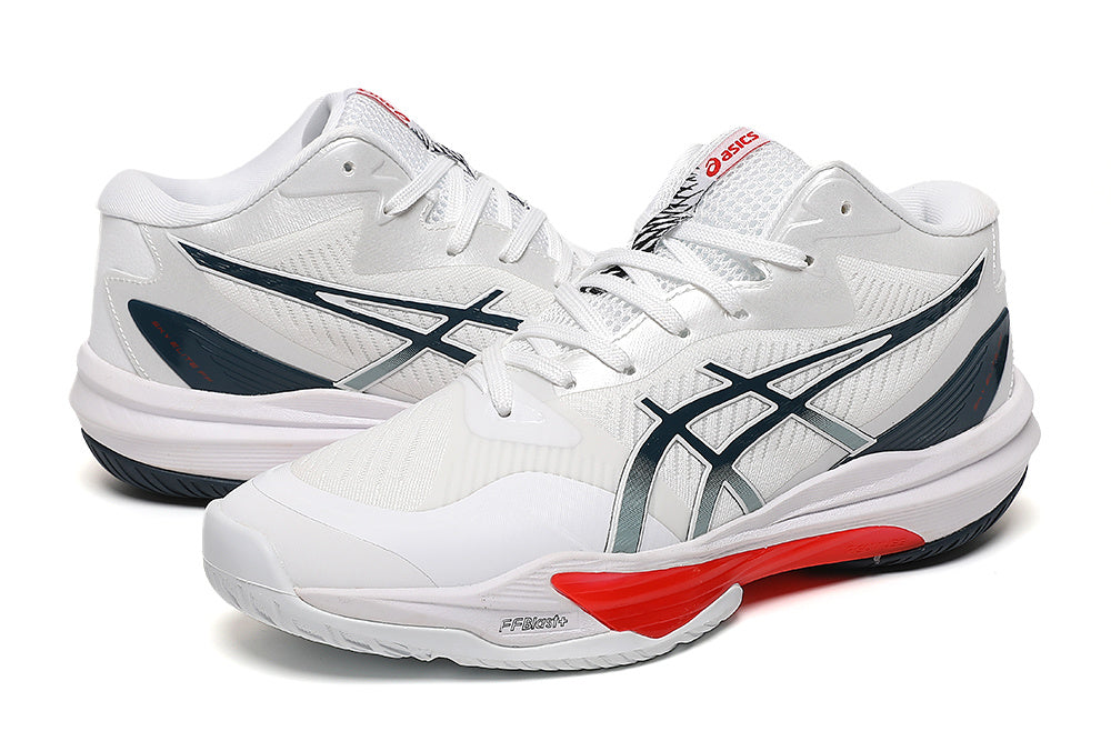 ASICS Sky Elite FF 3 Volleyball Shoes in White Navy Red - product image from the listing.