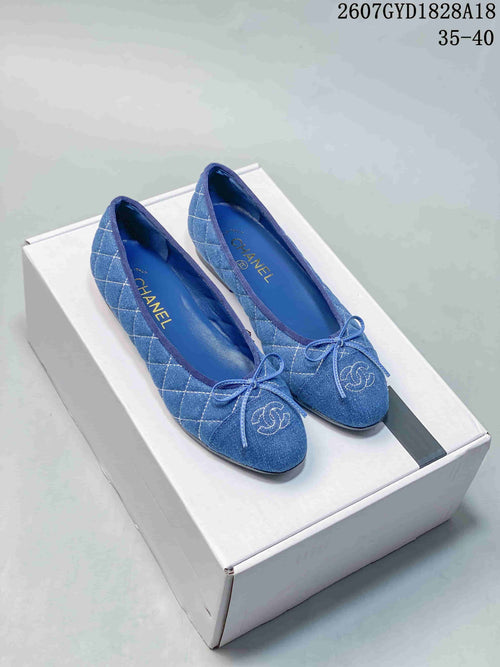 26P Blue Quilted Denim Ballet Flats 2607GYD1828A18 by Chanel - product image from the listing.