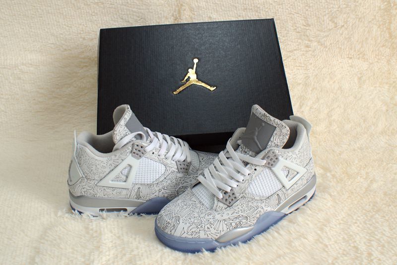 Air Jordan 4 Laser 5LAB4 White and Blue Sneakers - product image from the listing.