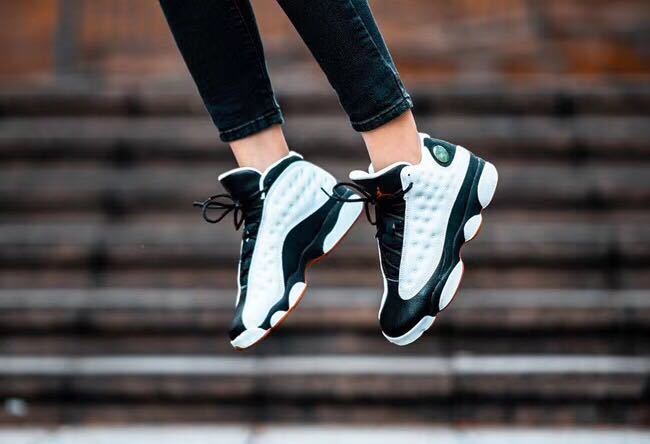 Air Jordan 13 He Got Game Sneakers in Black White Red - product image from the listing.