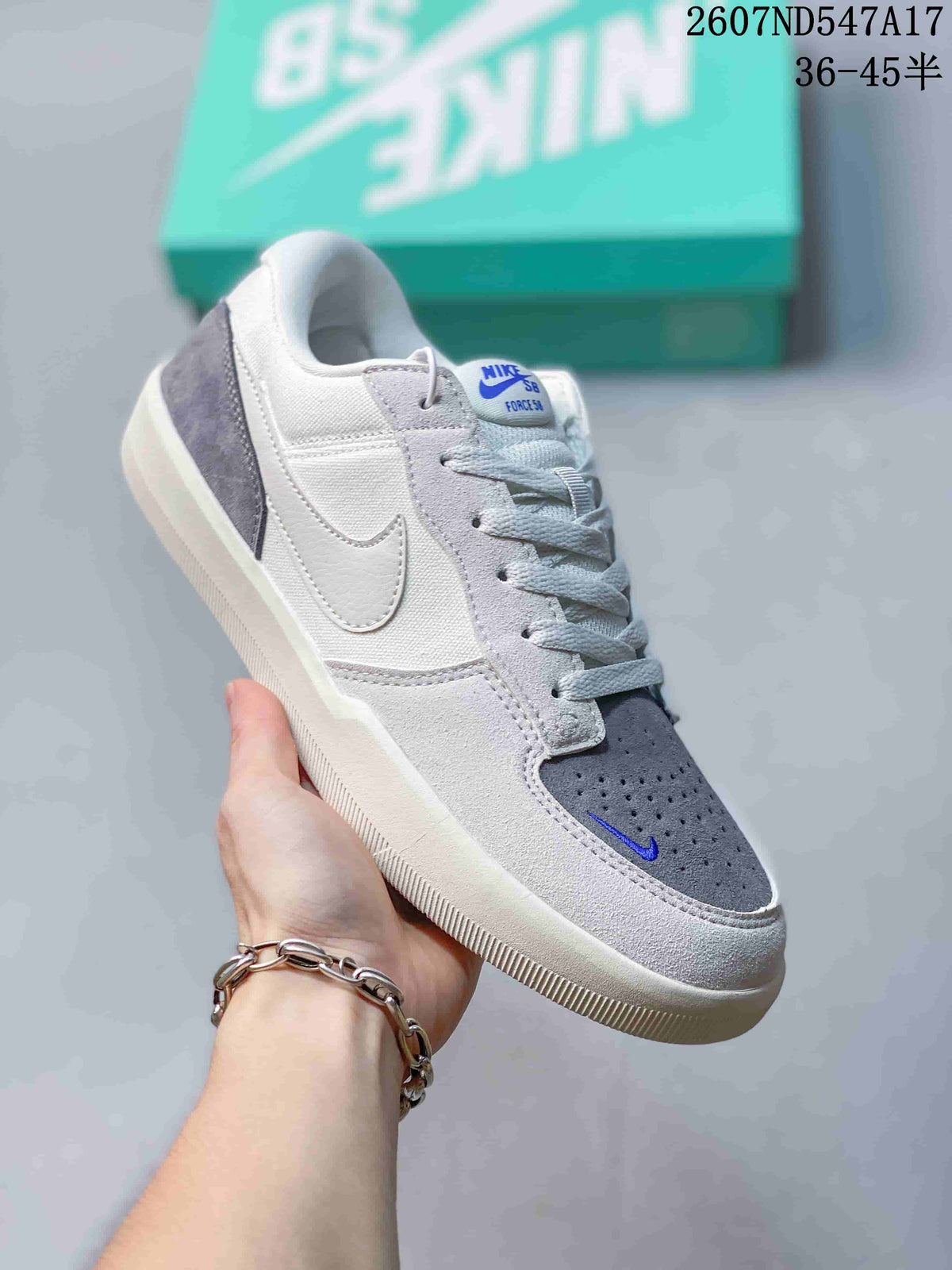 Nike SB Force 58 Sneakers in White Grey Blue - product image from the listing.