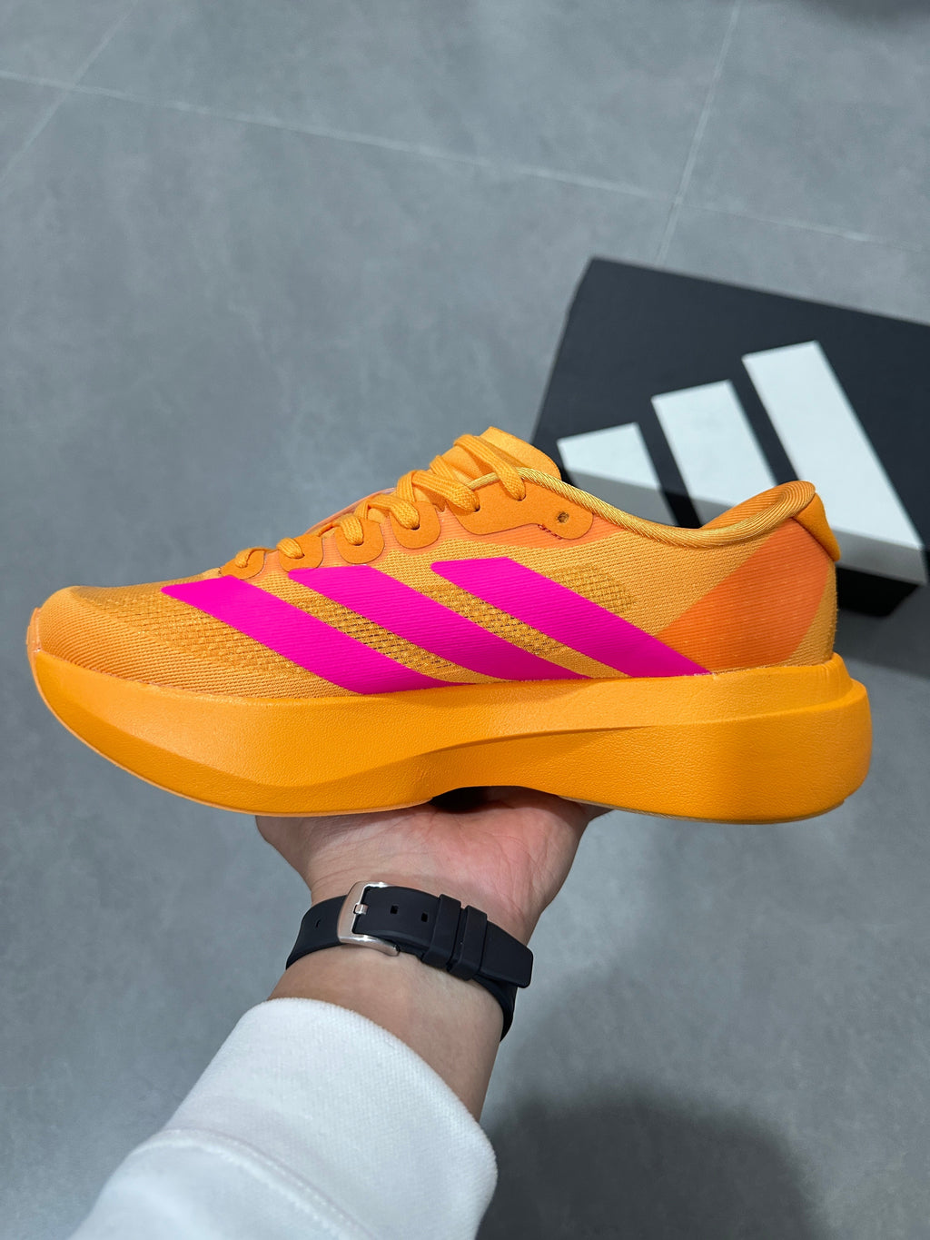 adidas Adizero Lightstrike Pro Running Shoes in Gold Pink - product image from the listing.