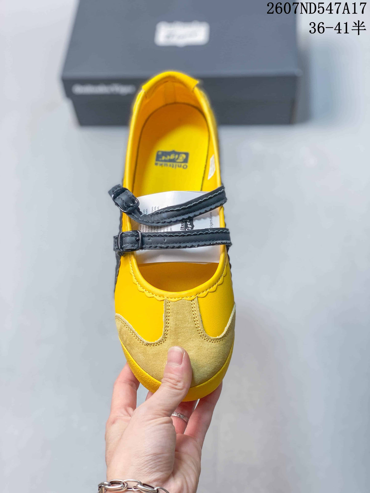 ASICS Onitsuka Tiger MEXICO 66 Yellow Mary Jane Trainers - product image from the listing.