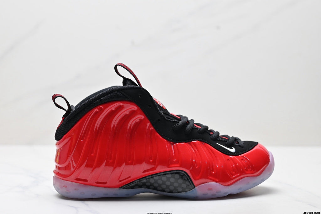 Nike Air Foamposite One Basketball Sneakers in Red and Black - product image from the listing.