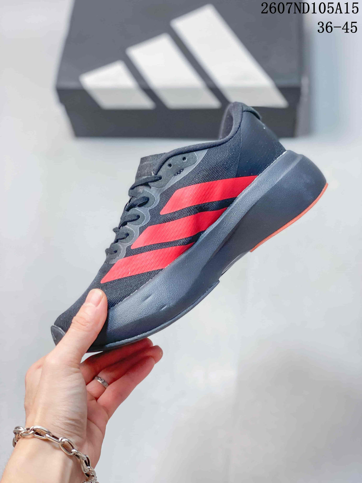 Adidas Adizero Evo SL Running Sneakers in Black Red 2607ND105A15 - product image from the listing.