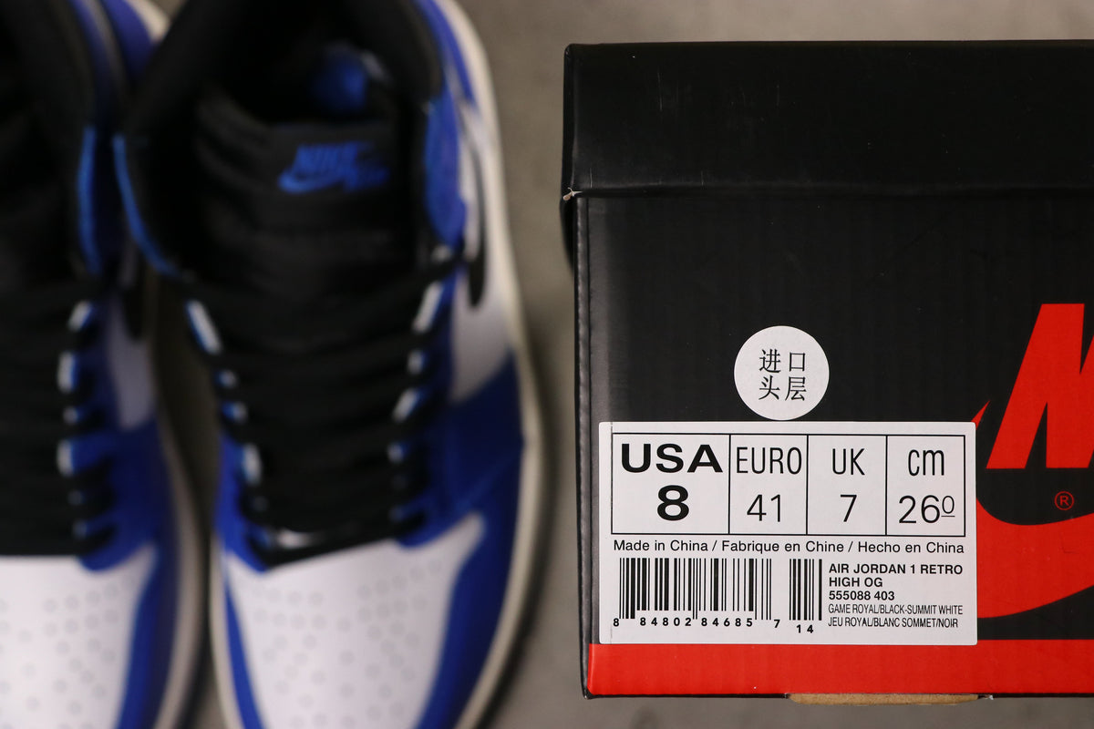 Air Jordan 1 High Game Royal Sneakers 555088-403 - product image from the listing.