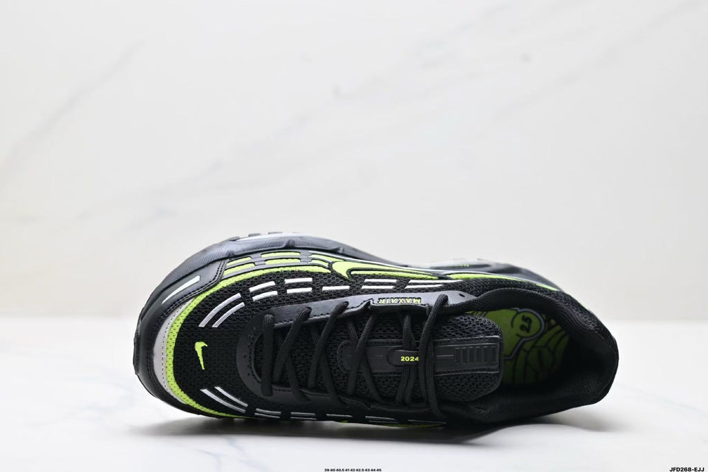 Nike Air Max 720 Sneakers in Black and Volt Green - product image from the listing.