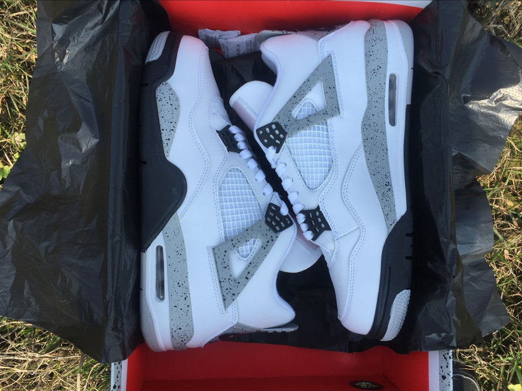 Men's Jordan 4 Retro White Cement Sneakers - product image from the listing.