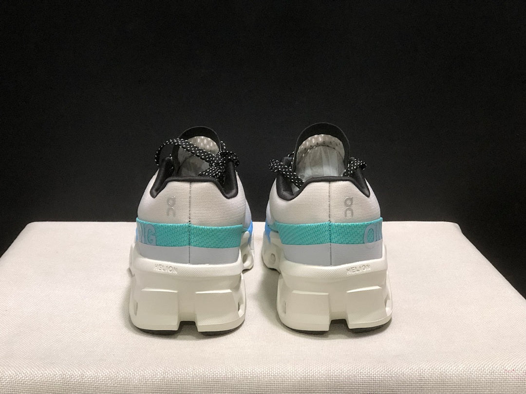 White and Blue On Cloudmonster 2 Running Shoes - product image from the listing.