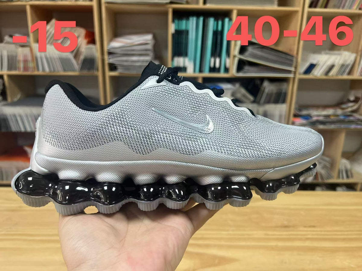 White and Black Nike Air Liquid Max Running Shoes - product image from the listing.