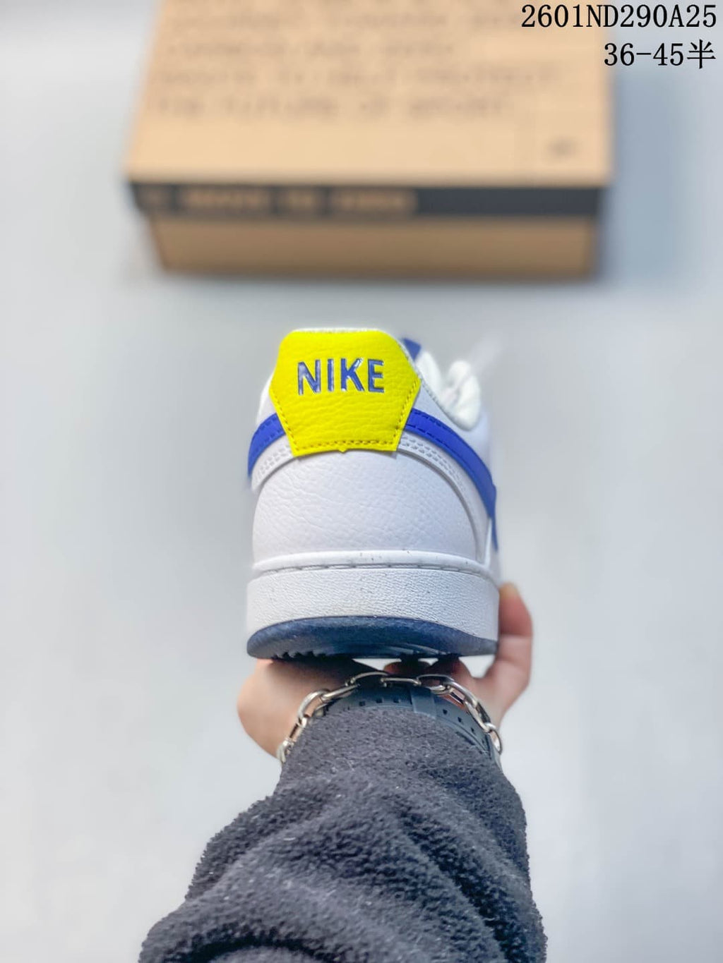 Nike Court Vision Low Sneakers in White Blue Yellow 2601ND290A25 - product image from the listing.