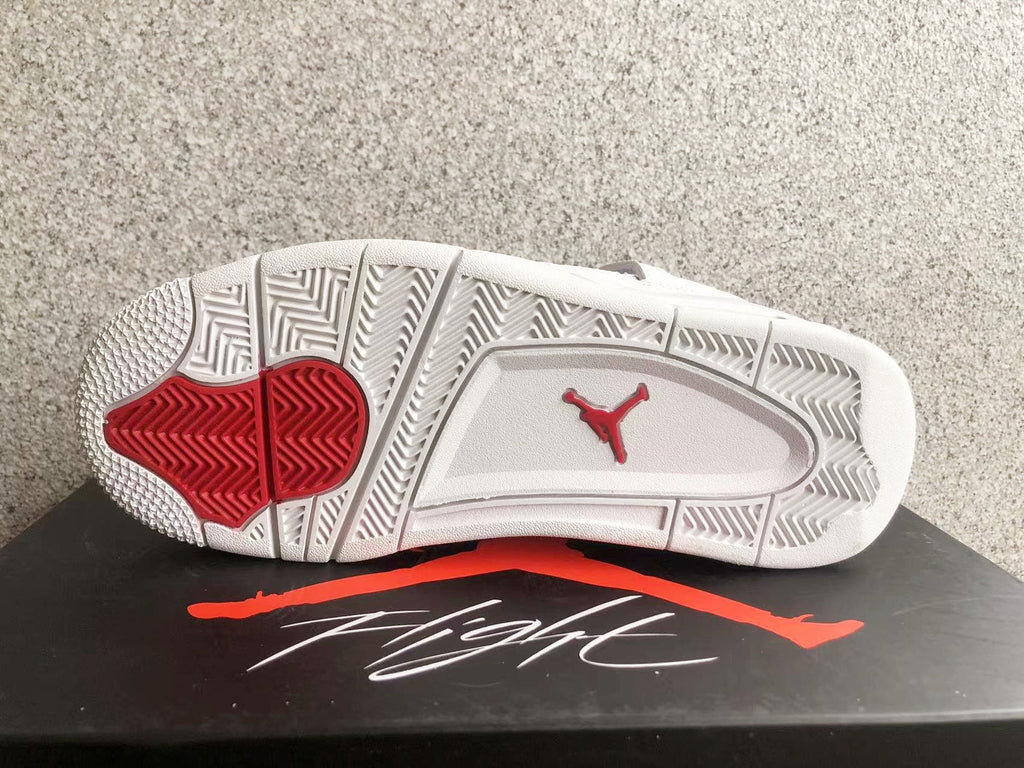 Jordan 4 High-Top Sneakers in White and Red - product image from the listing.
