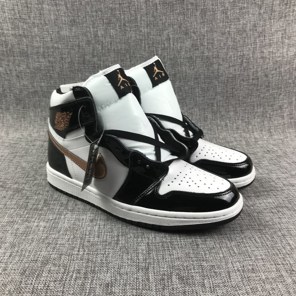 Black, White and Bronze Sneakers - Air Jordan 1 High - product image from the listing.