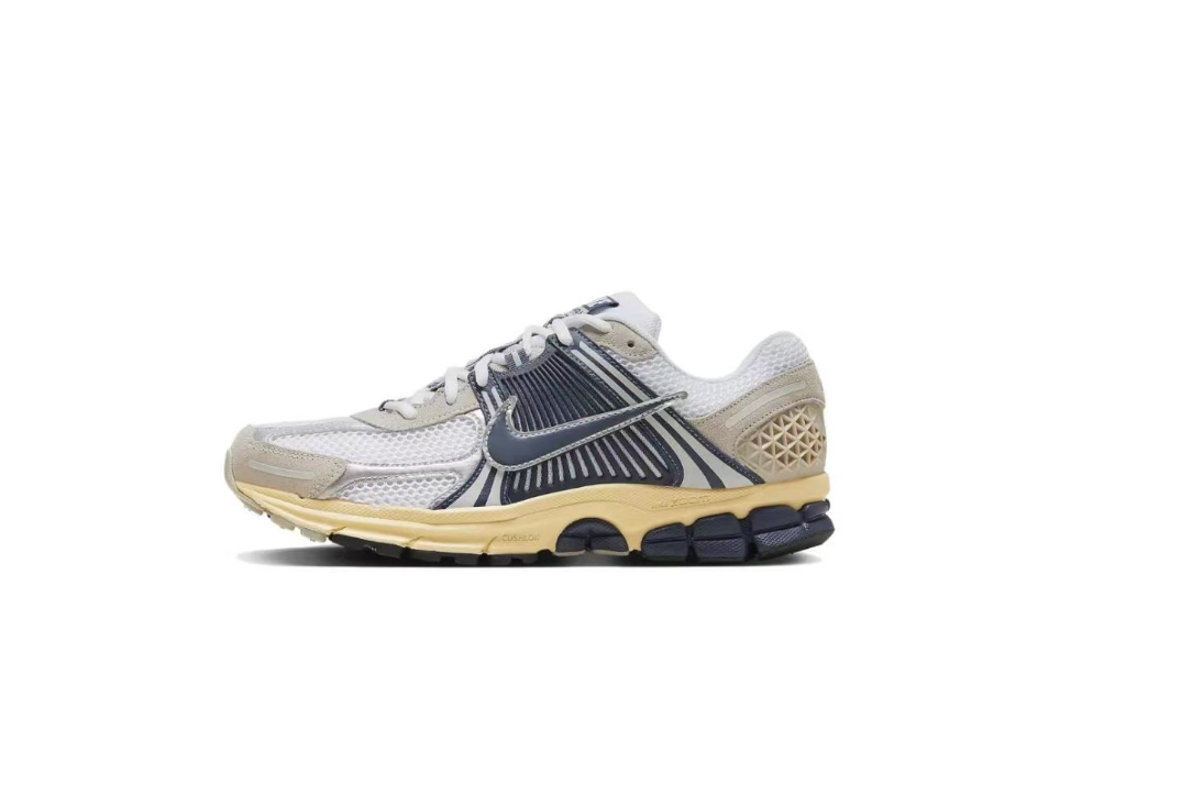 White and Grey Nike Air Zoom Vomero 5 Running Sneakers - product image from the listing.