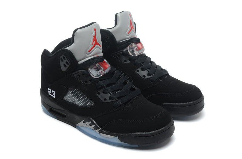Air Jordan 5 Retro Black and Silver High-Top Sneakers - product image from the listing.