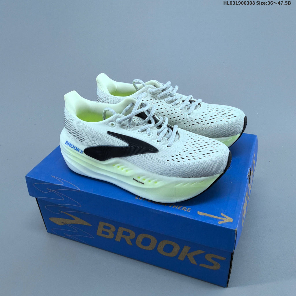 White and Grey Brooks Glycerin Max Running Shoes - product image from the listing.