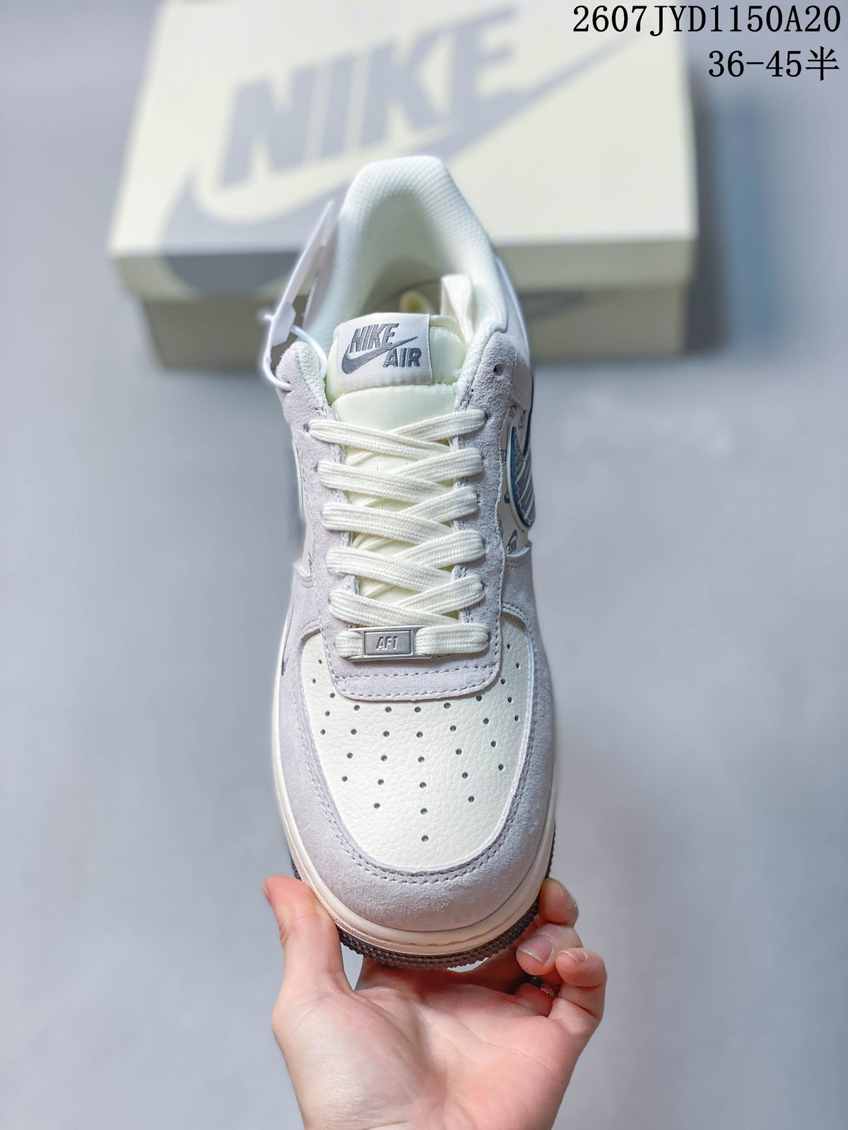 Nike Air Force 1 '07 Low in White Gray MXC302607 - product image from the listing.