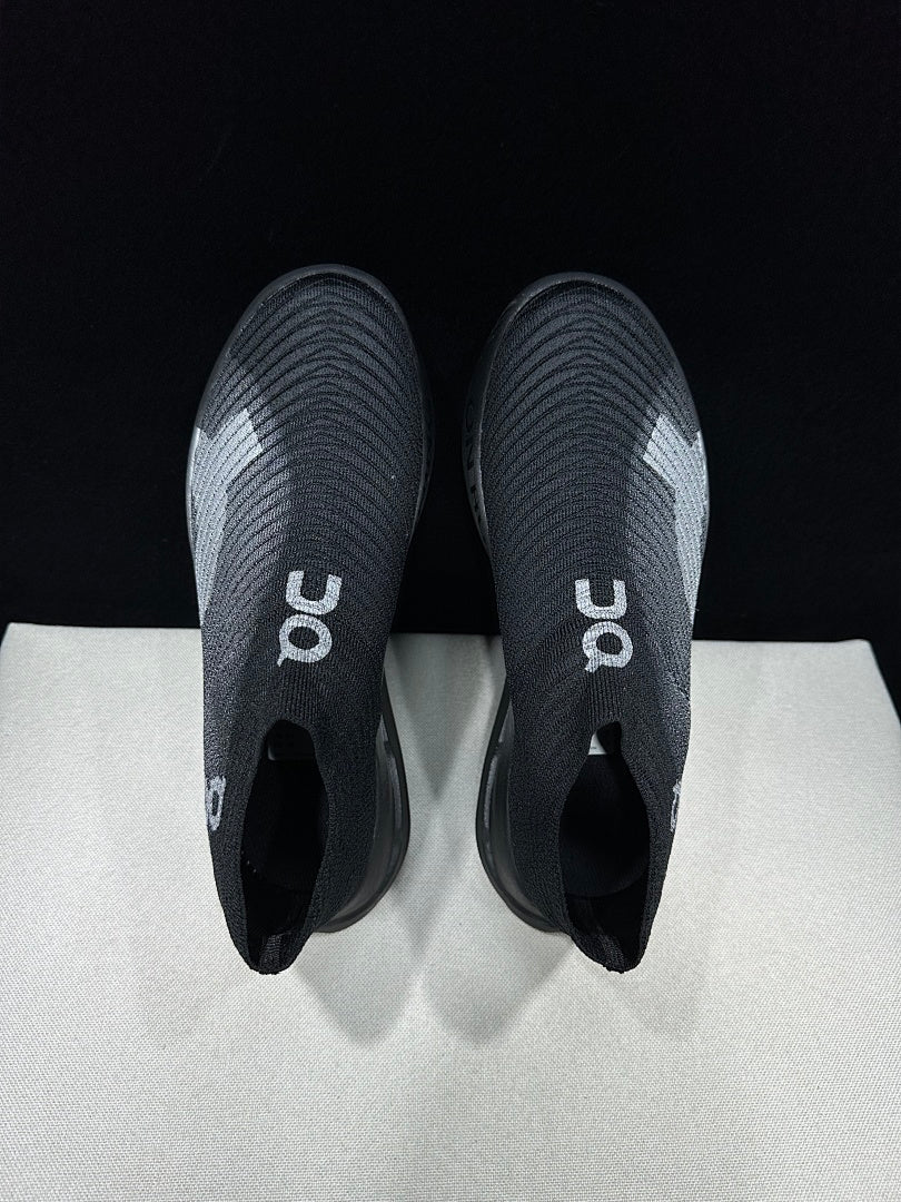 On Cloudboom Strike LS Running Shoes in Black Silver - product image from the listing.