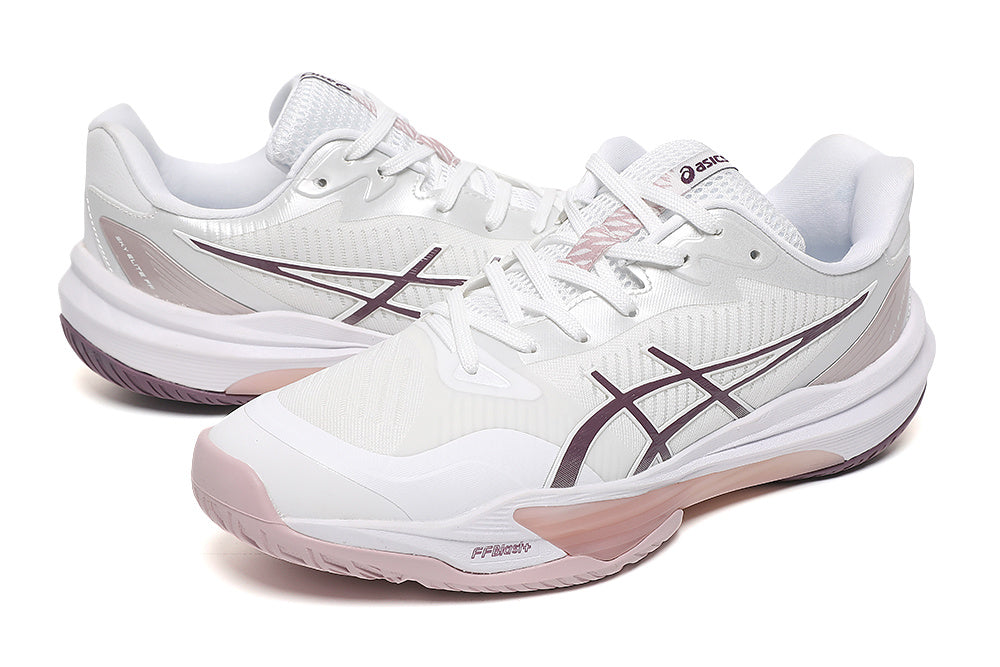ASICS White and Pink Court Trainers - product image from the listing.