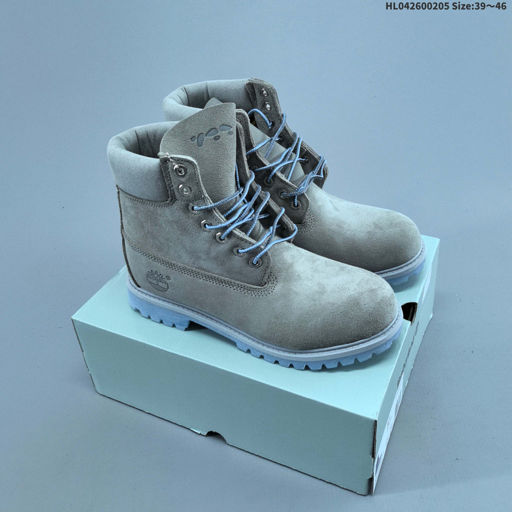 Gray Suede Timberland 6-Inch Lace-Up Boots - product image from the listing.
