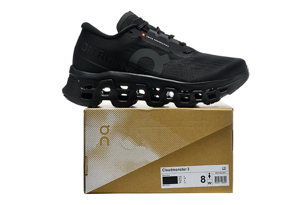 On Cloudmonster 3 Running Sneakers in Black - product image from the listing.