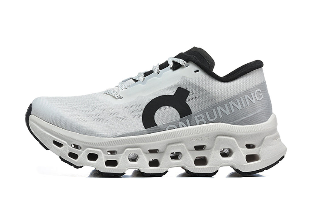 On Cloudmonster 3 Running Shoes, Mist in White - product image from the listing.