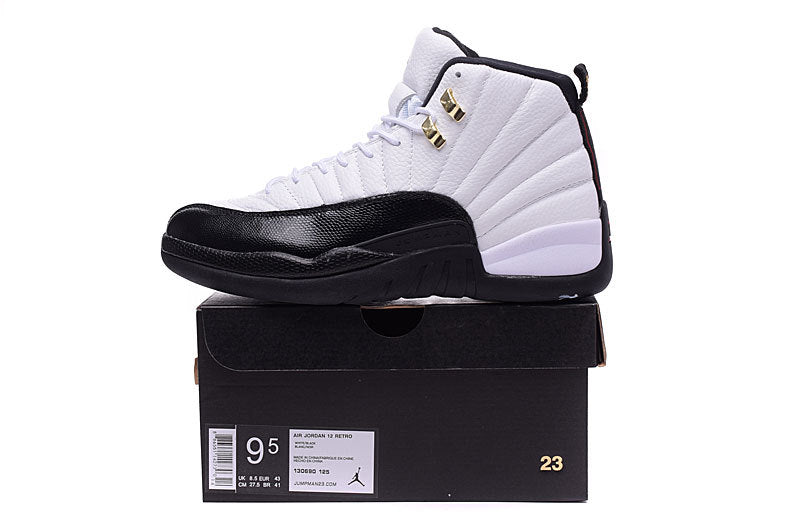 Air Jordan 12 Retro White and Black High-Top Sneakers - product image from the listing.