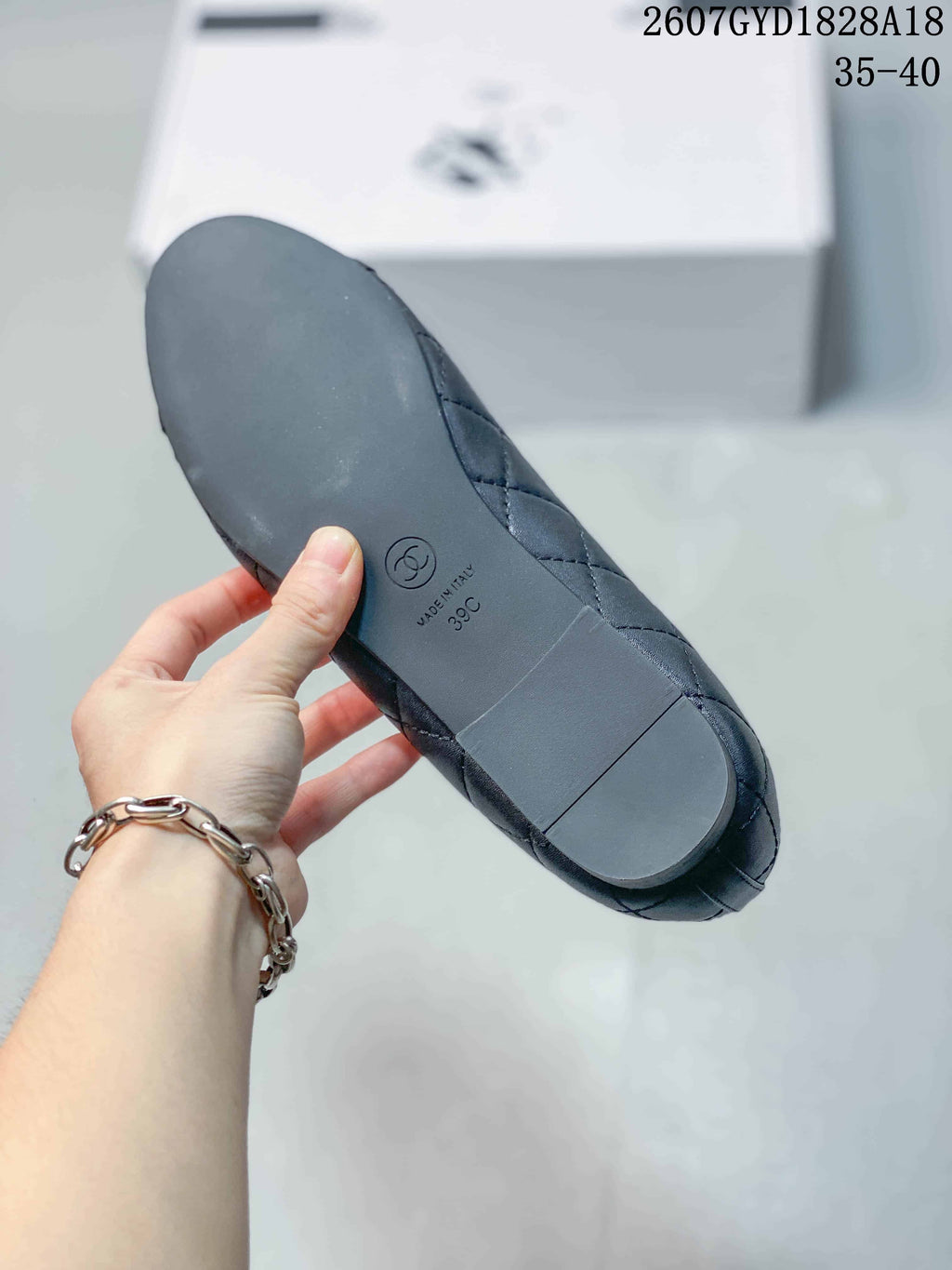 Chanel Quilted Ballet Flats in Black 2607GYD1828A18 - product image from the listing.
