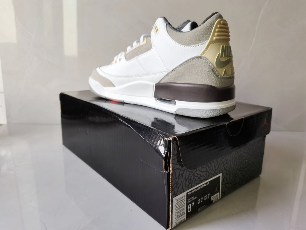Sail and Grey Air Jordan 3 Retro SP Sneakers - product image from the listing.