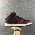 Air Jordan 1 Mid High-Top Sneakers in Burgundy and Black - product image from the listing.
