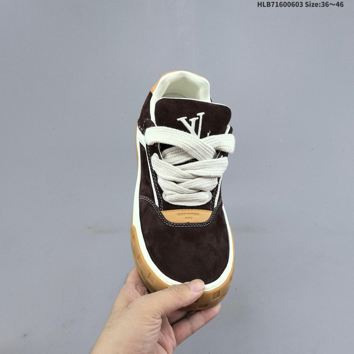 Brown and Gum Louis Vuitton Tilted Low Sneakers - product image from the listing.