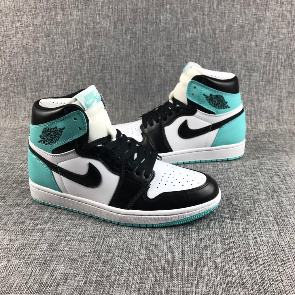 Air Jordan 1 High Mint Green Black White Sneakers - product image from the listing.