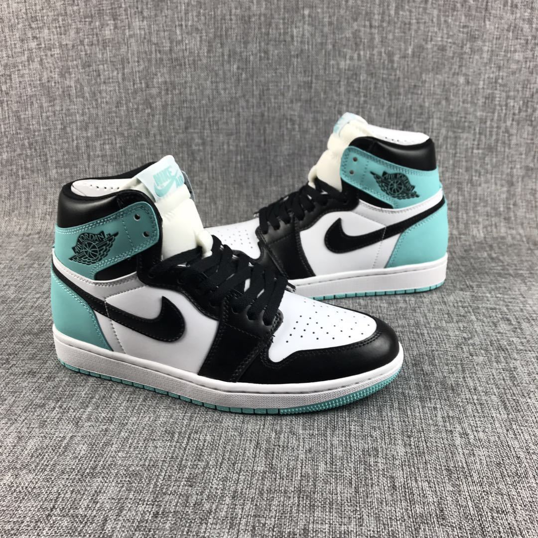 Air Jordan 1 High Mint Green Black White Sneakers - product image from the listing.