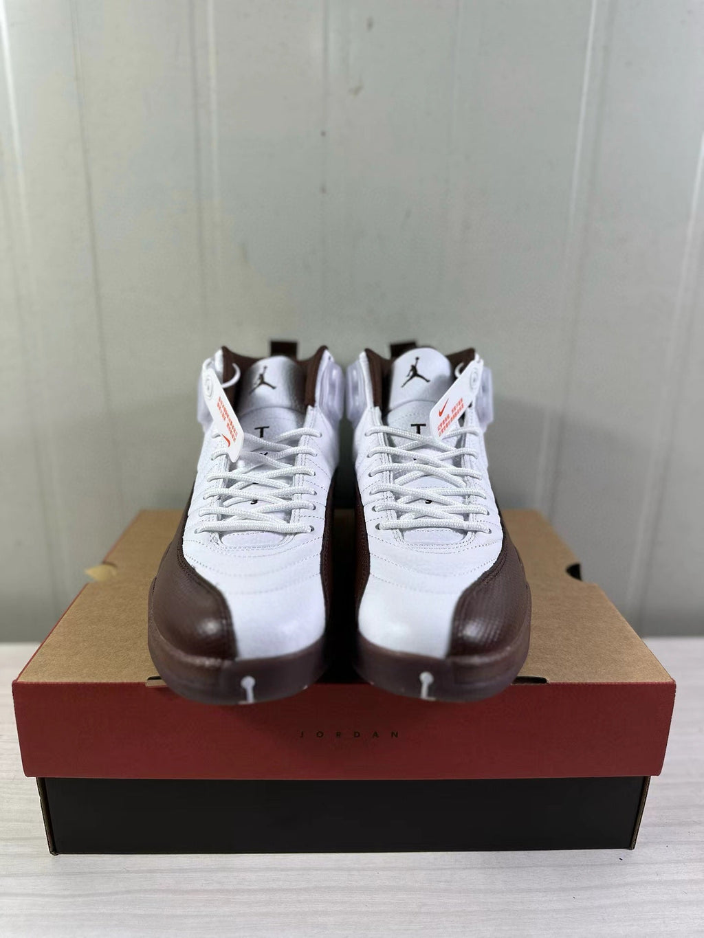 Air Jordan 12 Retro White Brown FZ5026-100 Sneakers - product image from the listing.