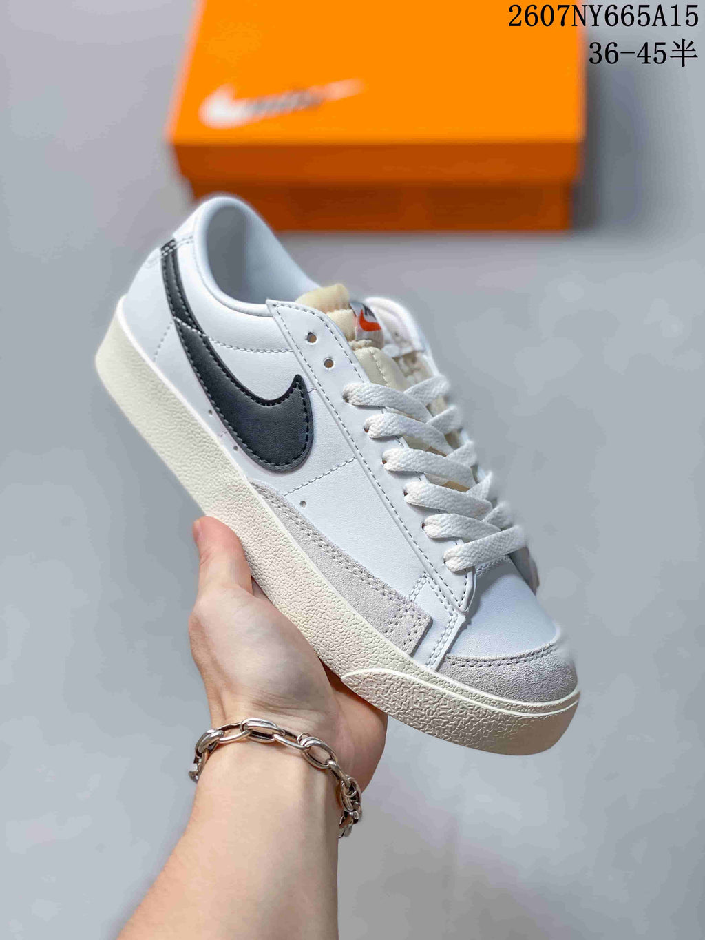 Nike Blazer Low Premium Sneakers in White Black CI9888-001 - product image from the listing.