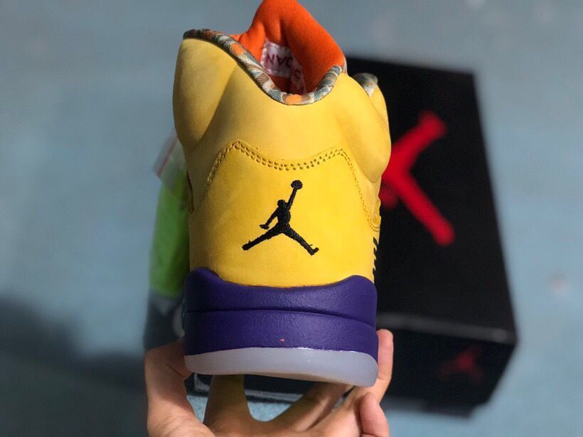 Jordan 5 30th Anniversary Sneakers, Yellow/Purple & in Red - product image from the listing.