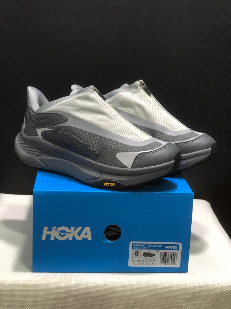 Gray HOKA Project Transport Zip-Closure Sneakers - product image from the listing.